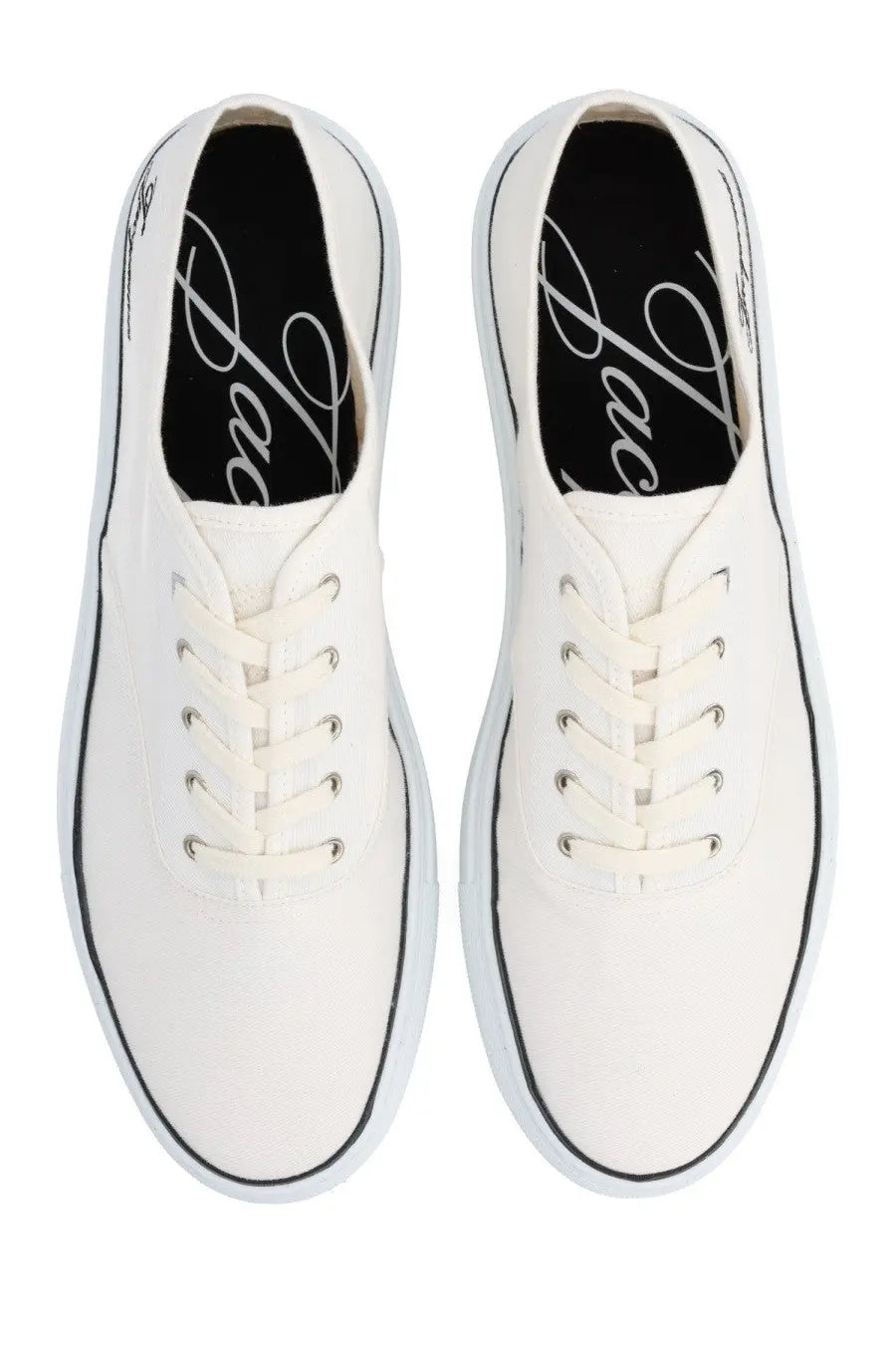 Jacquemus men sneaker É É white white canvas sneakers with black piping and matching laces minimalist design