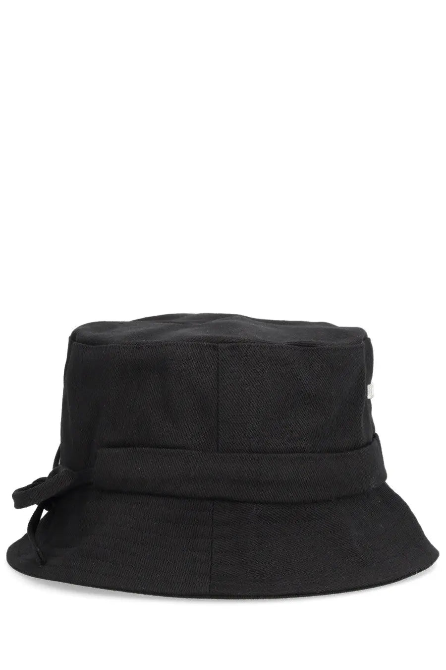 Jacquemus unisex black canvas bucket hat with a side tied bow featuring a casual stylish design
