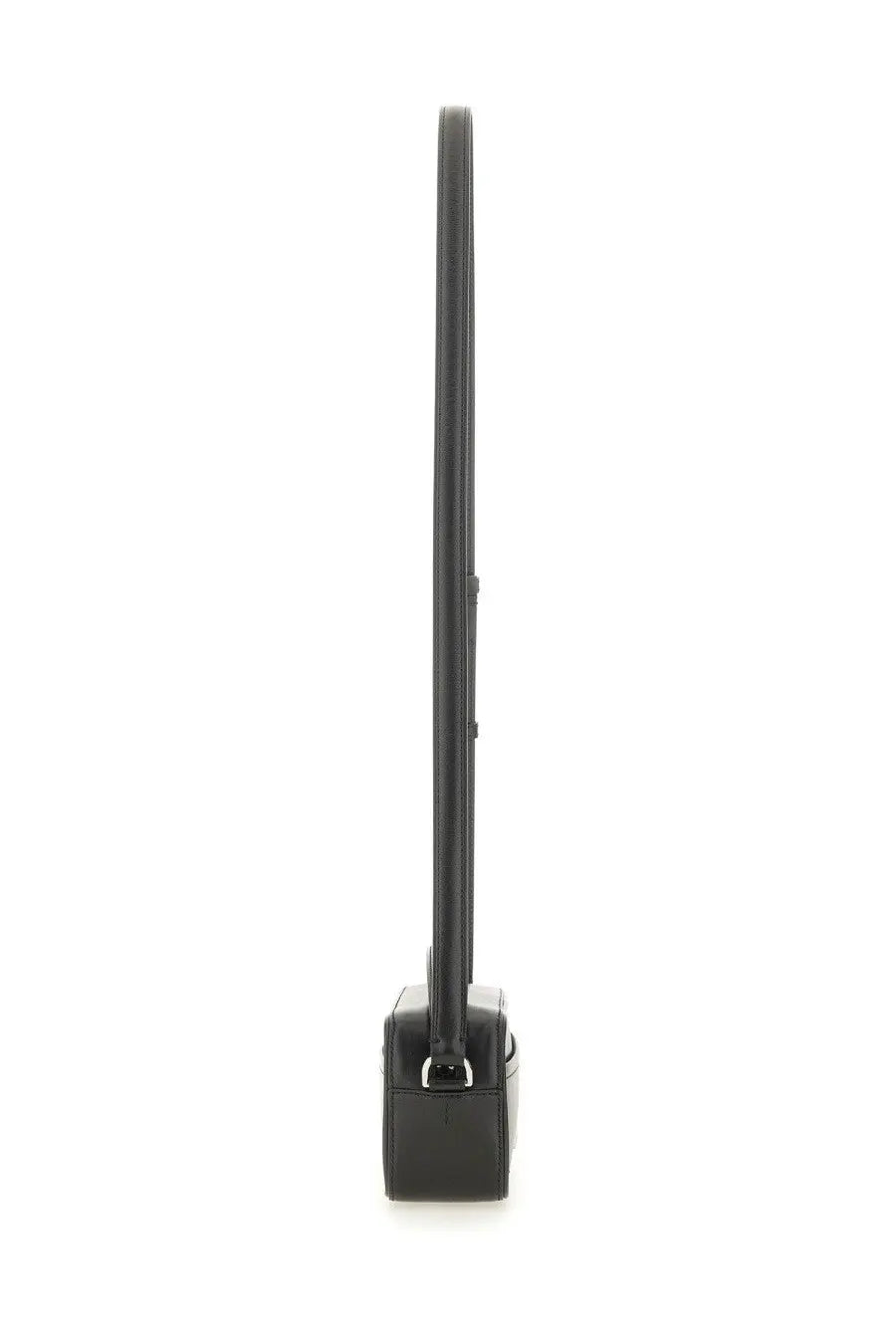 Black patent leather unisex jacquemus le baneto crossbody bag with sleek rectangular body and long slender strap