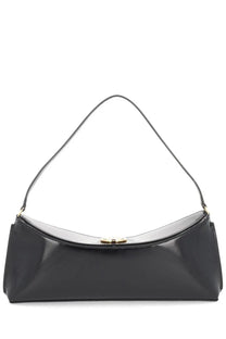 Jacquemus women’s bag Ovalo black patent leather handbag with sleek curved design and gold-tone clasp