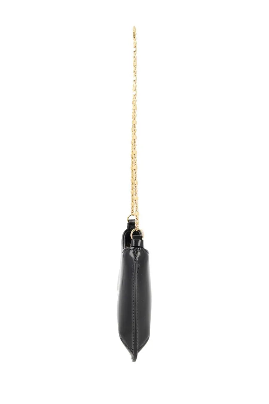 Jacquemus women’s borsa bisou chaine small black patent leather clutch with gold-tone chain strap