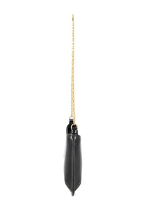 Jacquemus women’s borsa bisou chaine small black patent leather clutch with gold-tone chain strap