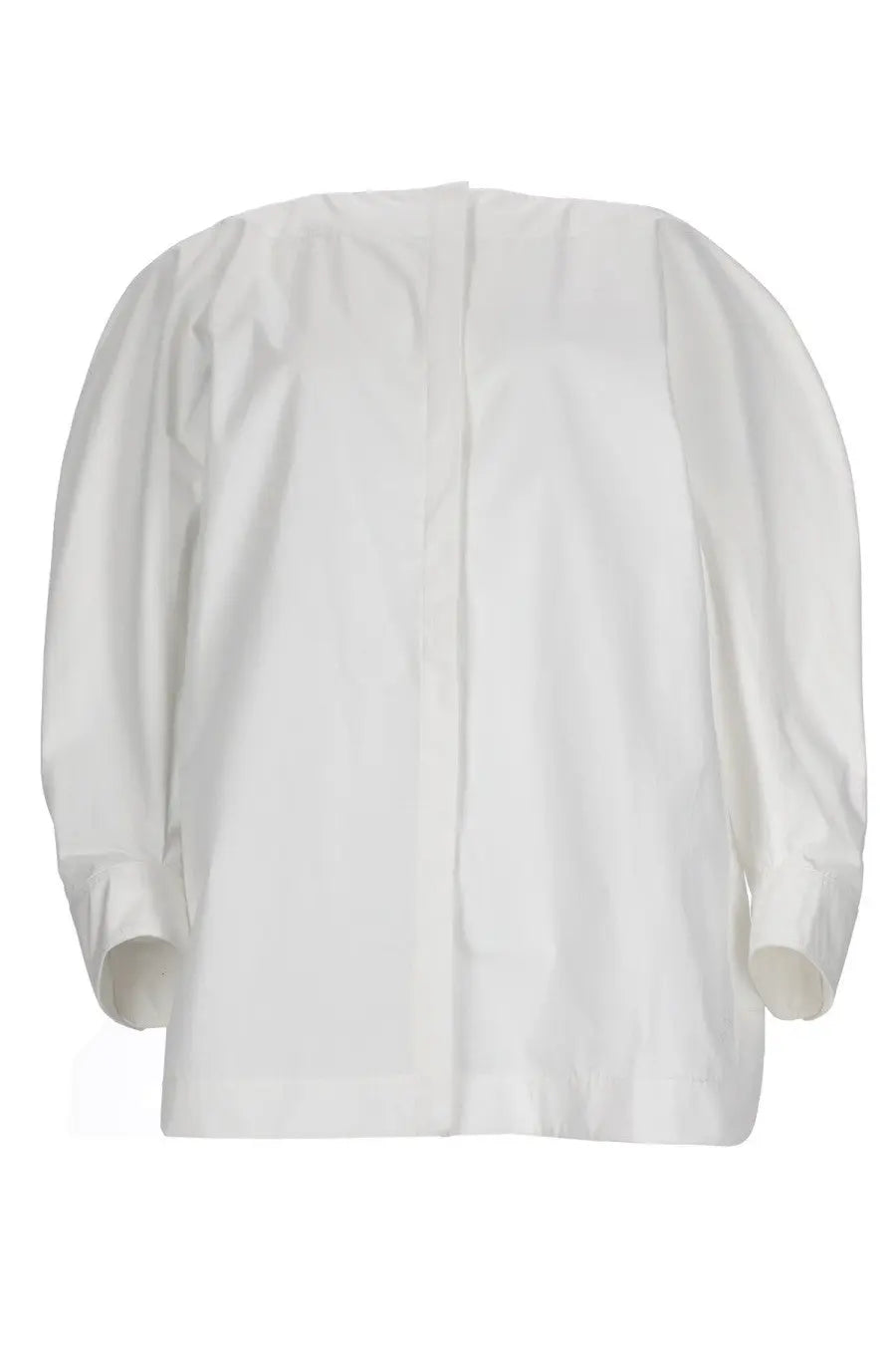 Jacquemus women’s camicia pittore white blouse with voluminous puffed sleeves and relaxed fit in lightweight fabric