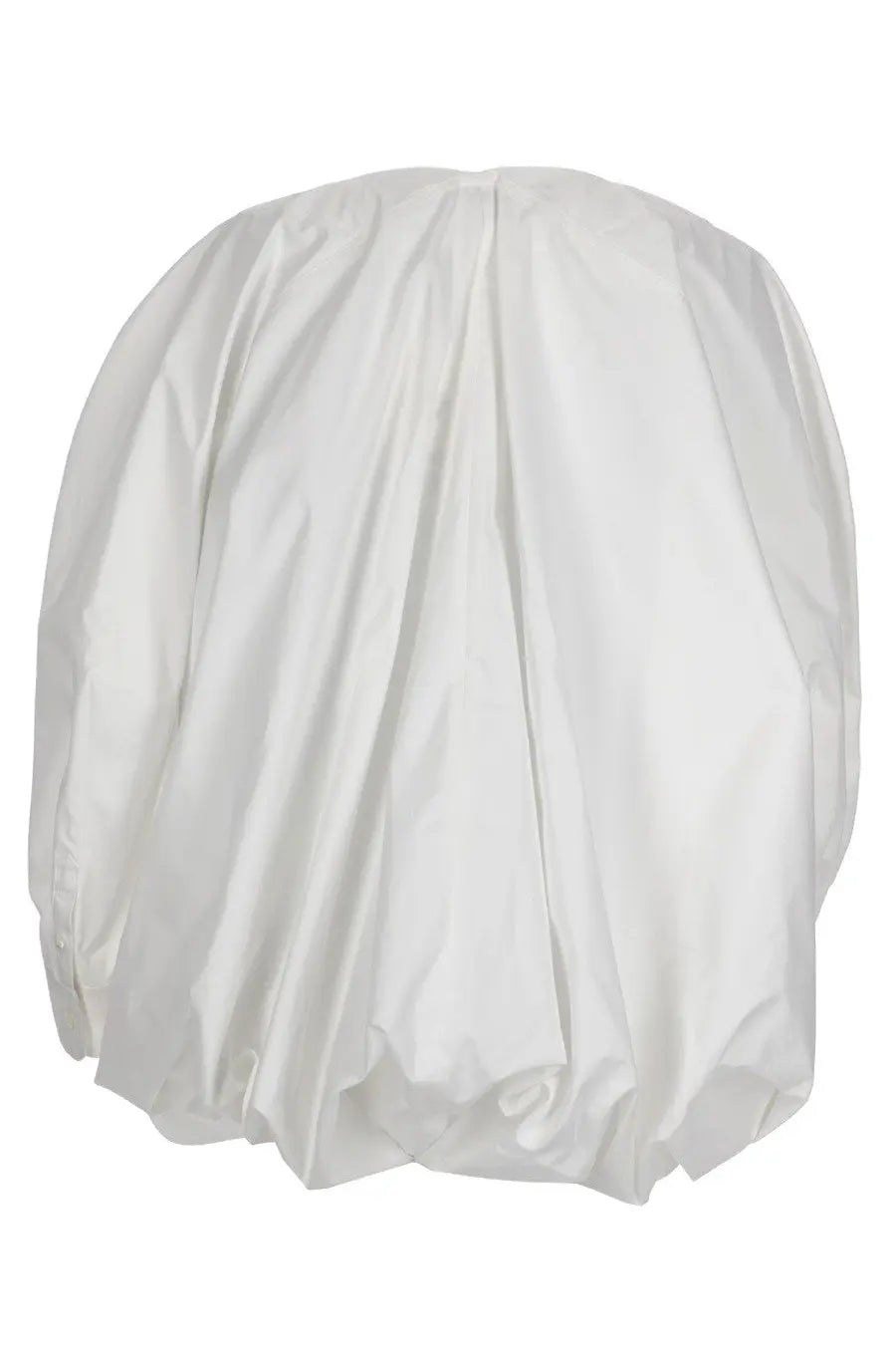 Jacquemus womens camicia pittore white shirt with slightly shiny fabric cover soft folds and gathered top detail