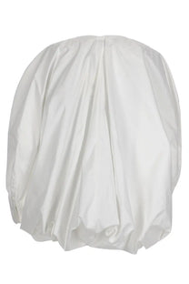 Jacquemus womens camicia pittore white shirt with slightly shiny fabric cover soft folds and gathered top detail