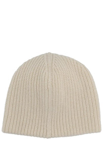 Cream-colored ribbed knit beanie from jacquemus womens cap espiral white made of soft knit material