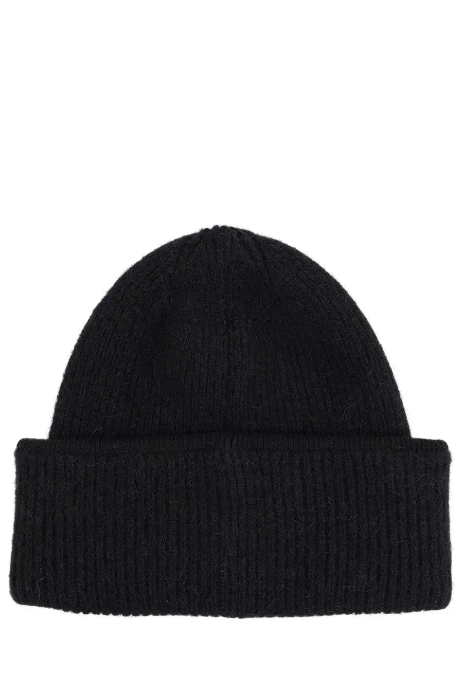 Black ribbed knit beanie with folded cuff jacquemus womens the cap in grossgrain black