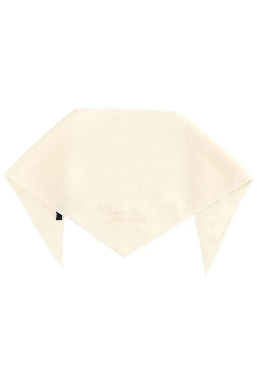 Cream-colored silk scarf with soft smooth texture and neatly folded edges from jacquemus women’s cashmere bandana white collection