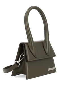 Jacquemus women’s the chiquito bag in olive green leather with structured design and silver-tone hardware