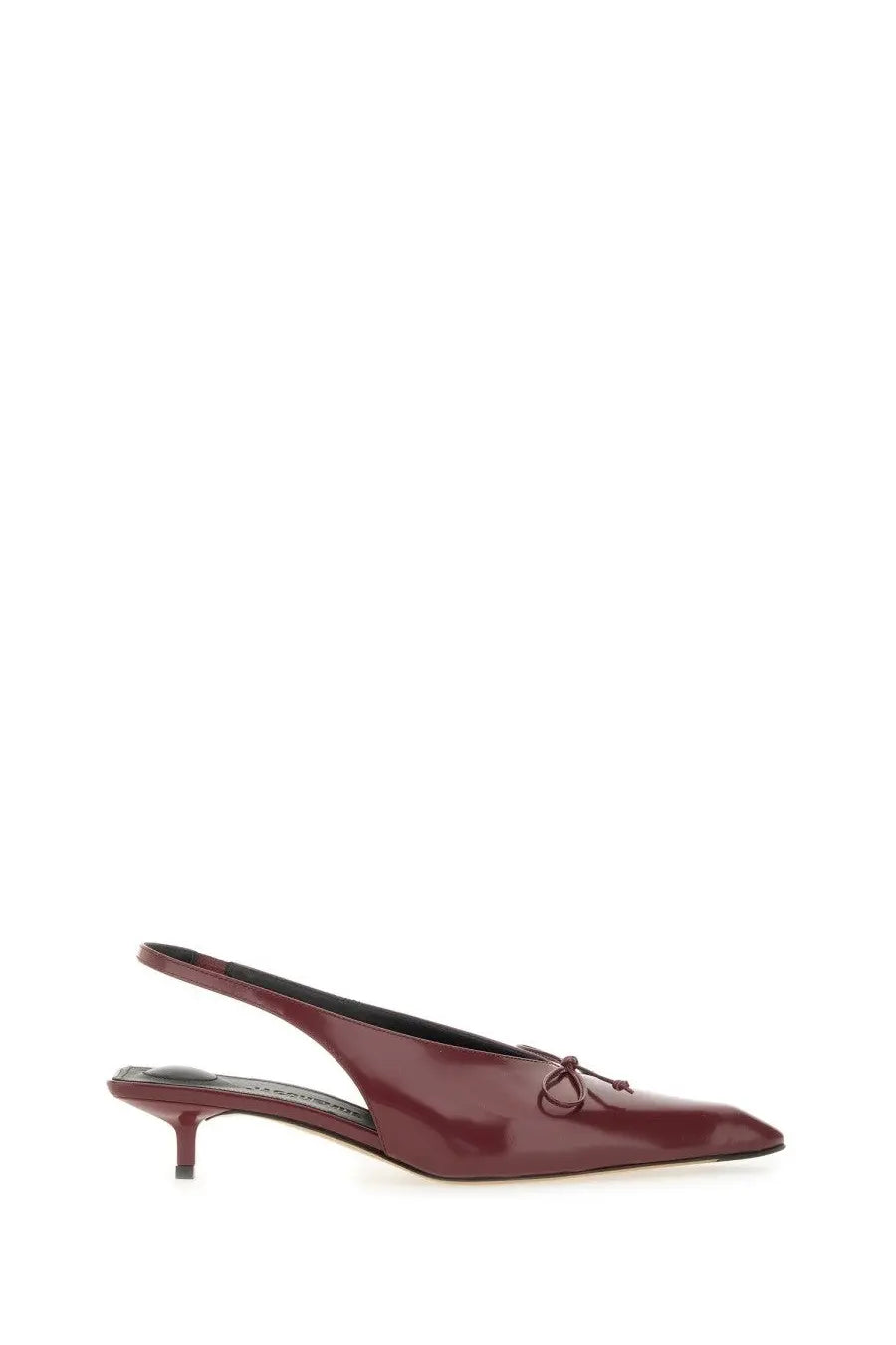 Jacquemus womens the cubisto slingbacks red burgundy patent leather pointed toe pumps with small bow detail
