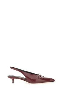 Jacquemus womens the cubisto slingbacks red burgundy patent leather pointed toe pumps with small bow detail