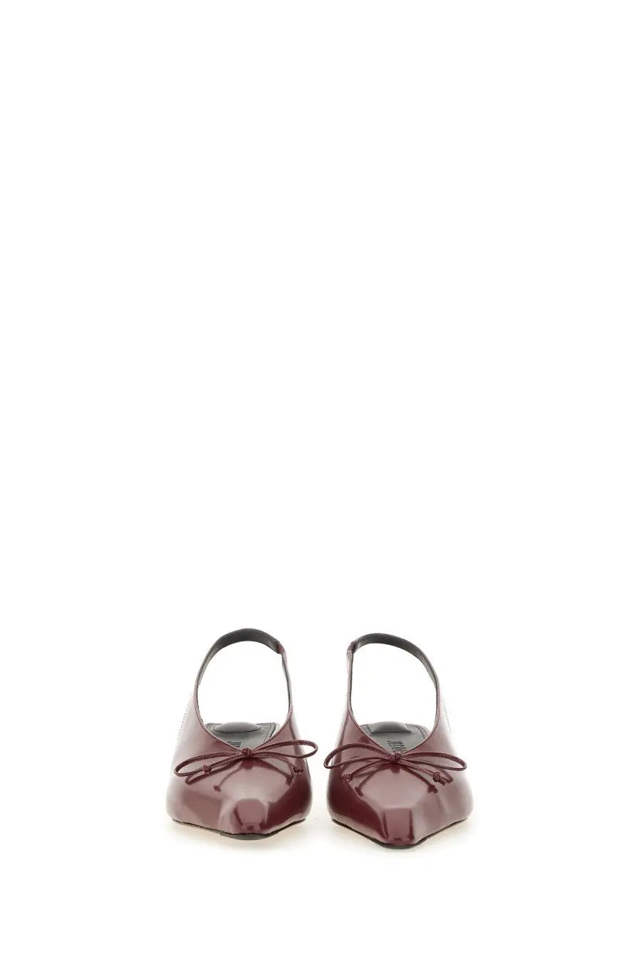 Jacquemus women’s the cubisto slingbacks red burgundy patent leather flats with a delicate bow at the toe