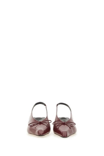 Jacquemus women’s the cubisto slingbacks red burgundy patent leather flats with a delicate bow at the toe