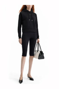 Jacquemus women’s the grosgrain black hoodie with ribbed cuffs and hem front pouch pocket and drawstring hood