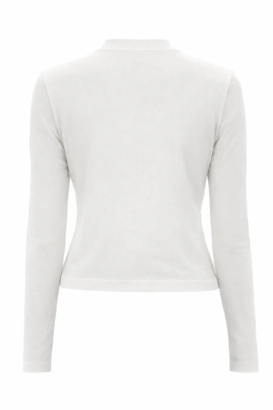 Jacquemus women’s the grosgrain long sleeved shirt white off white knit top with high neckline and ribbed cuffs