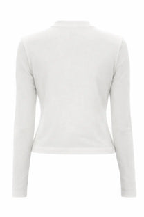 Jacquemus women’s the grosgrain long sleeved shirt white off white knit top with high neckline and ribbed cuffs