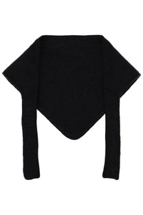 Jacquemus women’s grosgrain shawl black ribbed knitted scarf with long tapered ends for stylish warmth