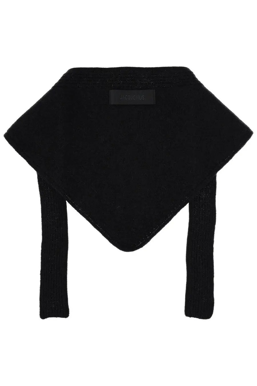 Jacquemus women’s grosgrain black shawl with a soft textured knit weave and long ties for versatile styling