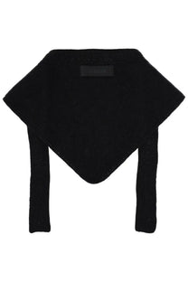 Jacquemus women’s grosgrain black shawl with a soft textured knit weave and long ties for versatile styling