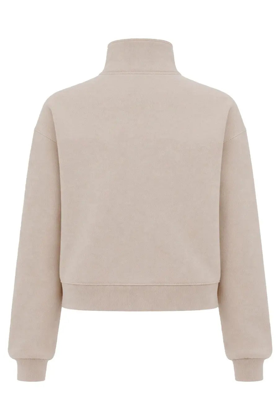 Beige jacquemus women’s cropped turtleneck sweatshirt with ribbed cuffs and hem in grosgrain material