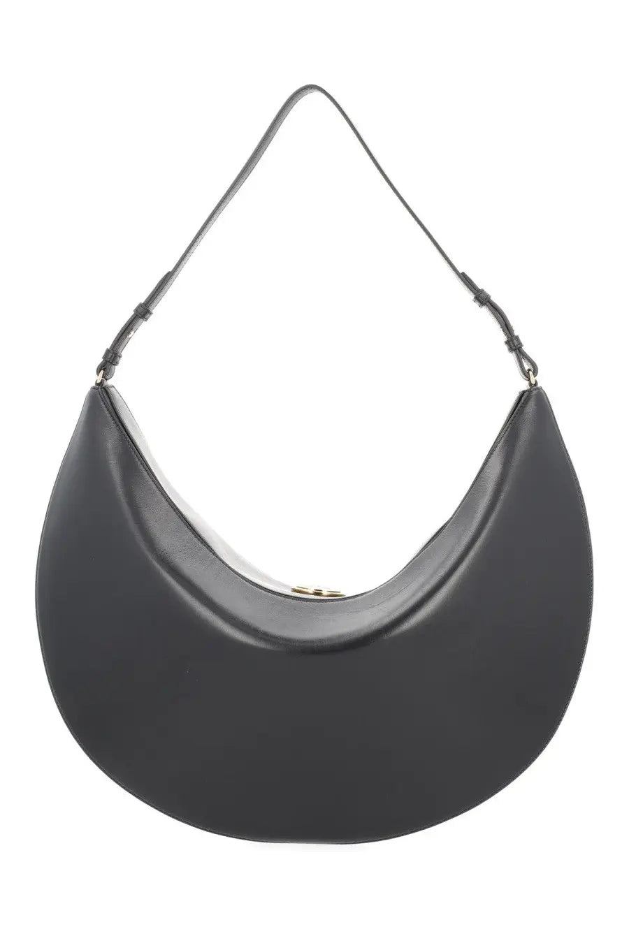 Jacquemus women’s hobo bag ovalo large black crescent-shaped shoulder bag with slender strap and gold-tone hardware