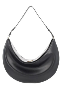Jacquemus women’s black leather crescent shoulder bag with gold-tone clasp and large hobo design ovalo large