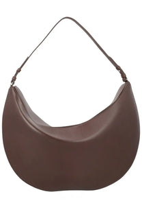Jacquemus womens hobo bag ovalo large brown featuring sleek minimalist brown leather and a slender shoulder strap