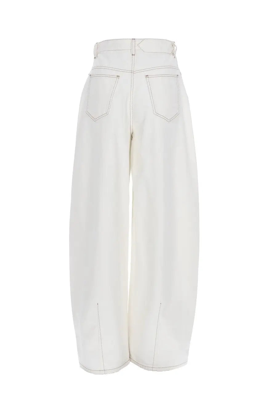 White high-waisted wide-leg jeans with subtle stitching by jacquemus womens jeans ovalo white