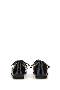 Jacquemus women’s moccasin the batto black black patent leather lace-up loafers with glossy finish and white accents
