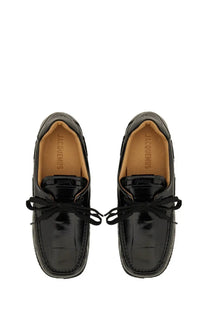 Jacquemus women’s moccasin the batto black black patent leather loafers with glossy finish and embossed insole