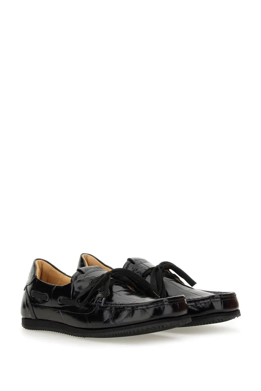 Jacquemus women’s moccasin the batto black black patent leather loafers with glossy finish and decorative tassels