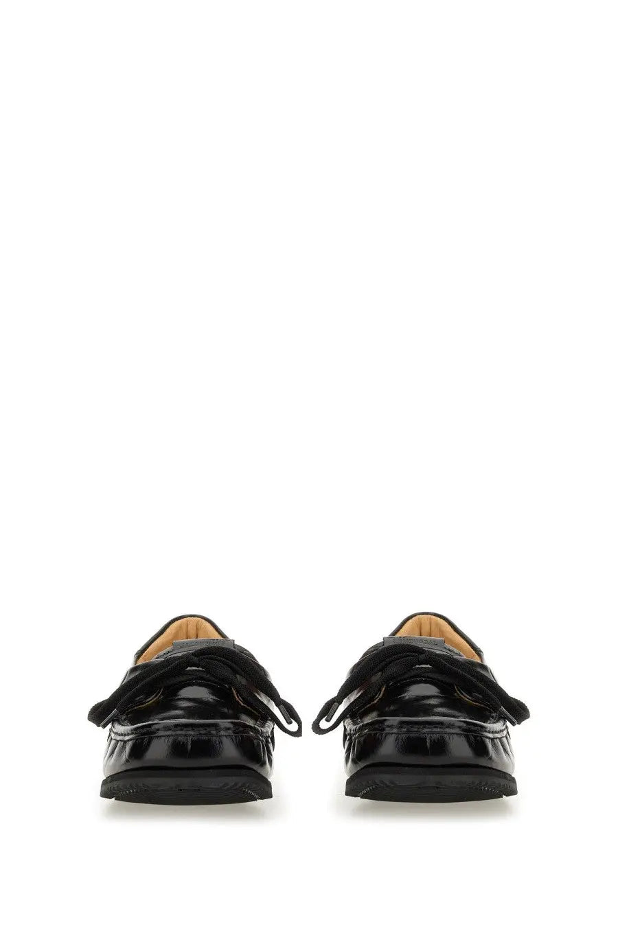 Jacquemus women’s moccasin the batto black black patent leather loafers with velcro straps and glossy finish