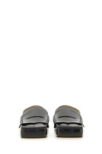 Jacquemus women’s moccasin carre black patent leather loafers with glossy finish and braided side detailing