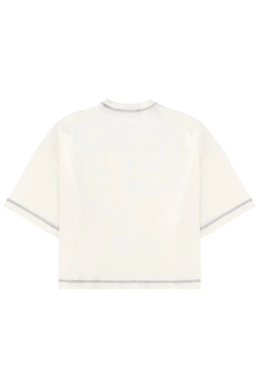 Off-white jacquemus women’s cropped t-shirt letro with subtle black contrast stitching on neckline and hems
