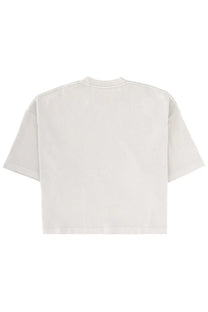 Jacquemus women’s the shirt white off-white cropped t-shirt with short sleeves and simple crew neckline