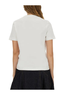 Jacquemus women’s white short-sleeved shirt with crew neck and minimalist design in soft cotton fabric