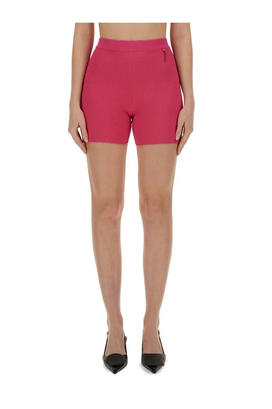 Fuchsia ribbed high-waisted jacquemus pralu blue women’s shorts in soft knit fabric ideal for casual wear