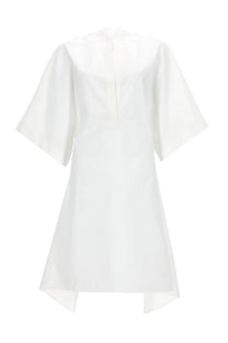 Jacquemus women’s white cotton tunic dress with short puffed sleeves and high-low hemline