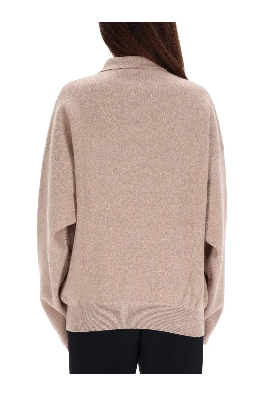 Jacquemus women’s vareuse balloon sweater beige oversized knit with soft textured fabric and ribbed cuffs