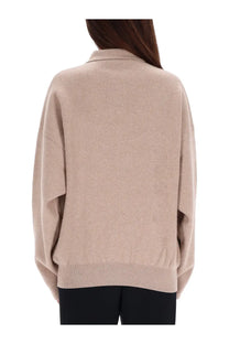Jacquemus women’s vareuse balloon sweater beige oversized knit with soft textured fabric and ribbed cuffs