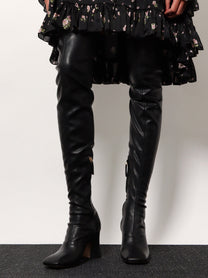 Chloé Women's Janis over the Knee Leather Boots Black
