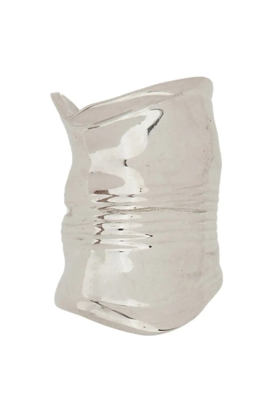Silver textured cuff bracelet with hammered finish and wavy ridges for women by jean paul gaultier