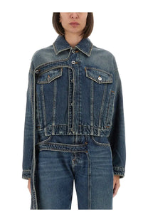Jean Paul Gaultier women’s denim jacket blue with classic collar, button closures, and two front pockets