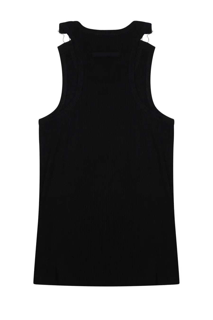 Jean Paul Gaultier women’s black cotone sleeveless tank top with minimalist design and subtle shoulder straps