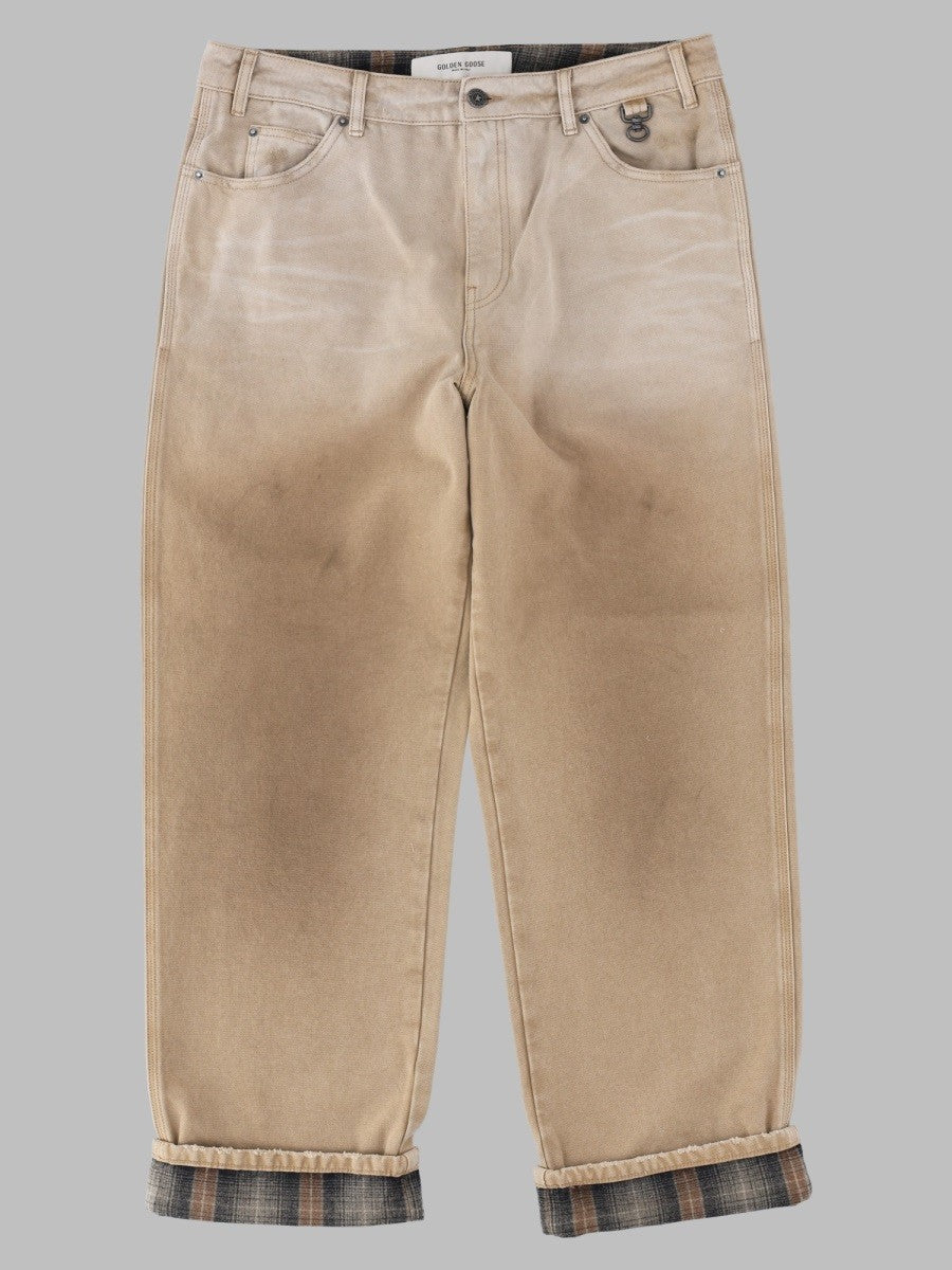 Golden Goose Men's Jeans with Detail Check Beige