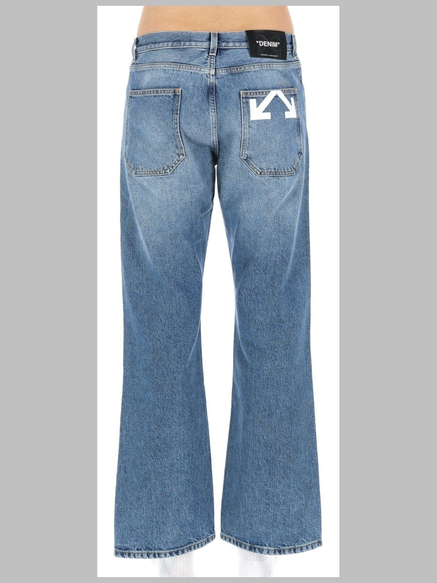 Off-White Men's Jeans Half Arrow Blue