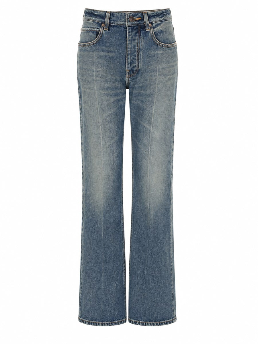 Balenciaga Women's Jeans in Denim Con Dettagli Usurati Blue