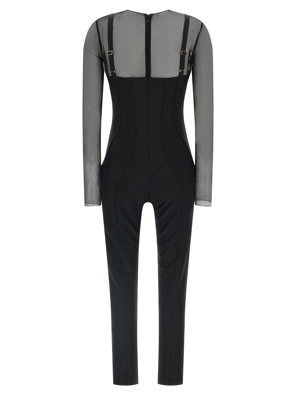 Elisabetta Franchi Jersey and Tulle Jumpsuit Black