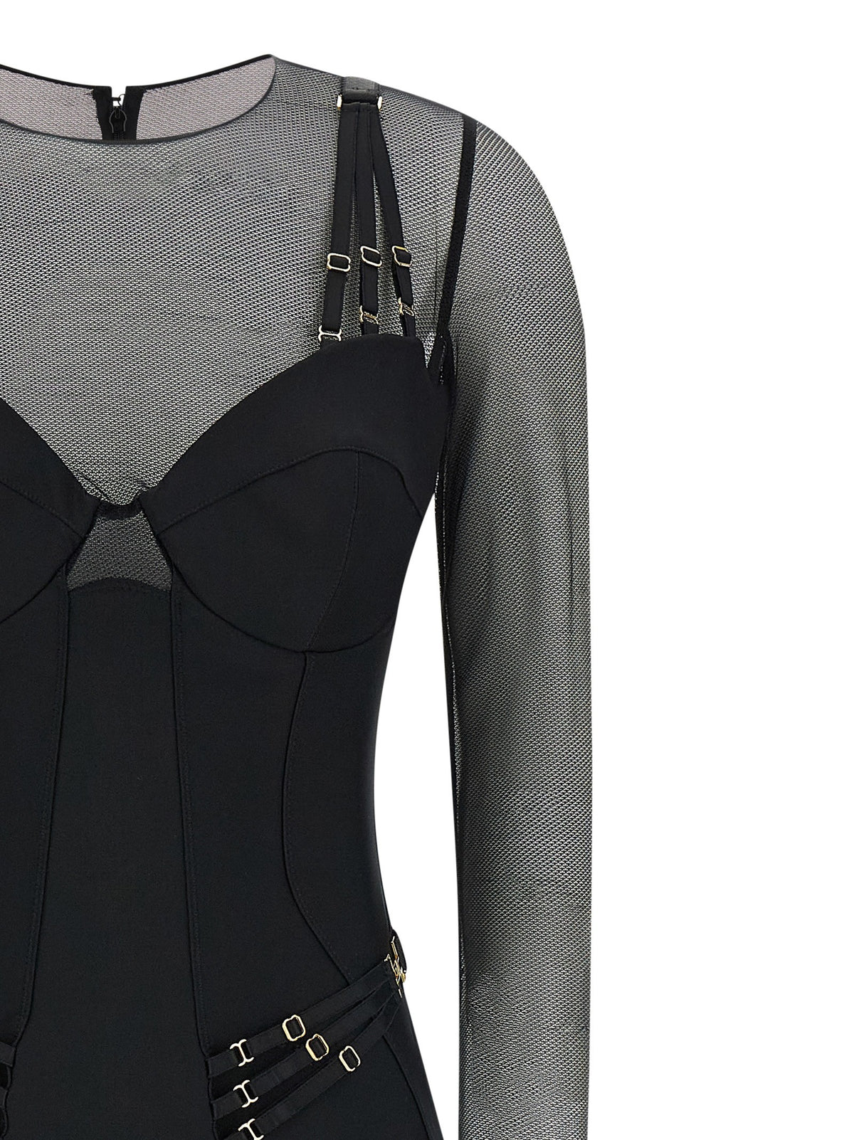 Elisabetta Franchi Jersey and Tulle Jumpsuit Black