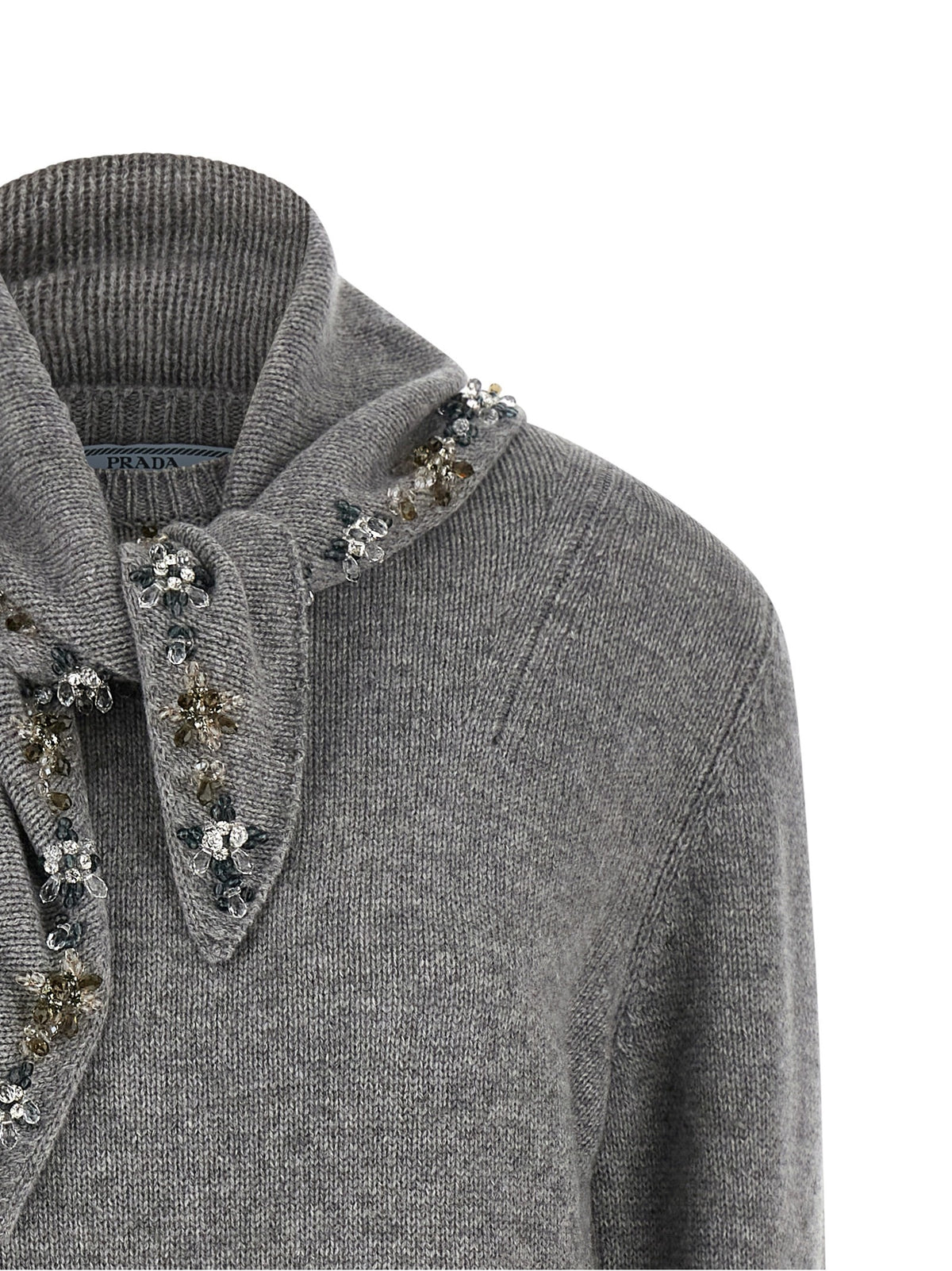 PRADA Jewel Bandana Sweater Grey